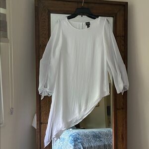 Chico's Travelers White Asymmetrical lined Blouse